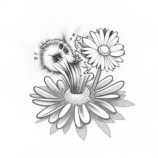 A lit pipe blowing smoke with a daisy inside tattoo design idea