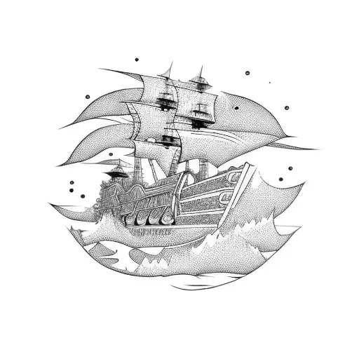 one piece ship tattoo design idea