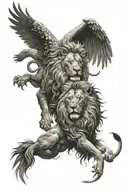 lion and phoenix rising tattoo design idea