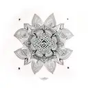 flowers, tribal, black African symbolism, geometric, totem, Cherokee, Mandala , Arm sleeve tattoo design idea