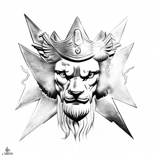 zeus god with lightning and eagle on the sky clouds tattoo design idea