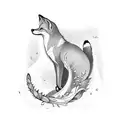 A delicate lily of the valley vine wrapping around a fox's tail tattoo design idea