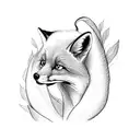 A delicate lily of the valley vine wrapping around a fox's tail tattoo design idea