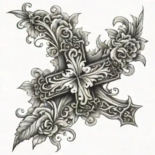 cross tattoo with Flores last name  tattoo design idea