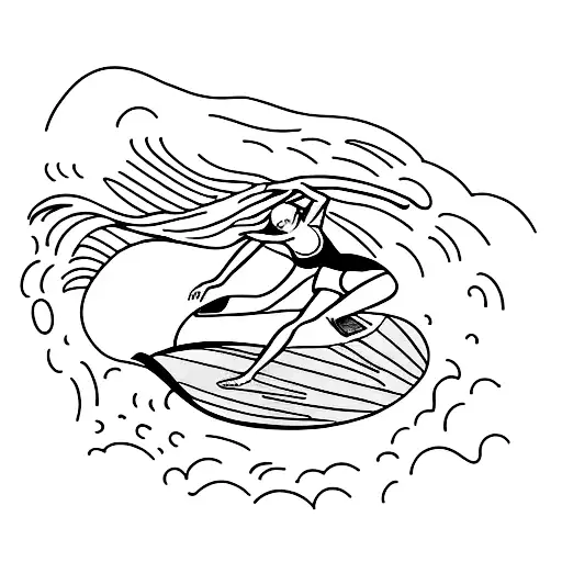 girl surfing tattoo design idea