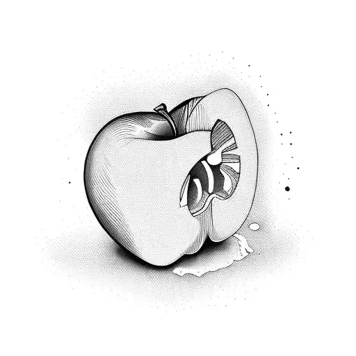 Bitten Apple with New York City written tattoo design idea