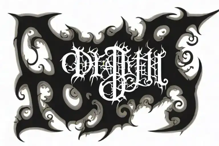 old English font that says "death metal" tattoo design idea