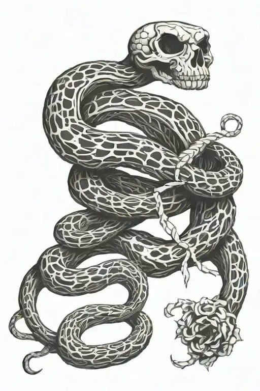 snake skeleton tattoo design idea