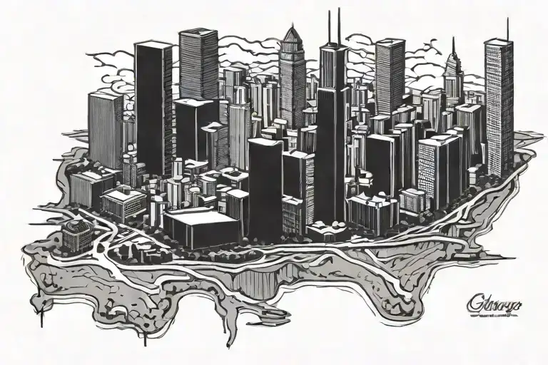 map chicago skyline tattoo design idea