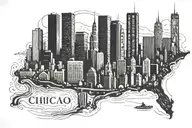 map chicago skyline tattoo design idea