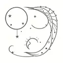 2 separate matching very small tatoos with sun and moon dots tattoo design idea