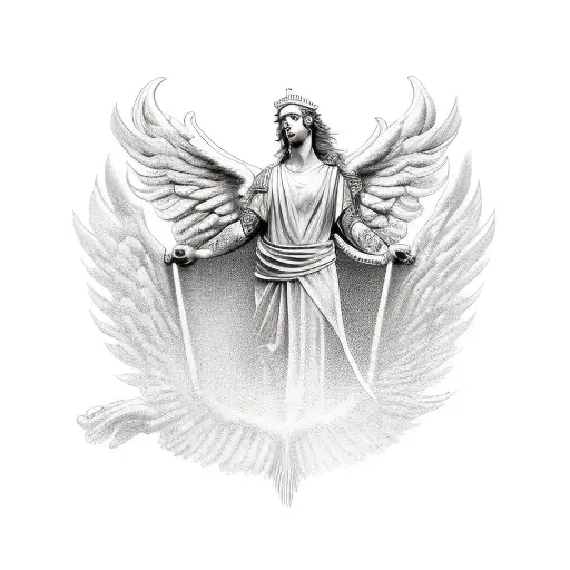 roman king angel tattoo design idea