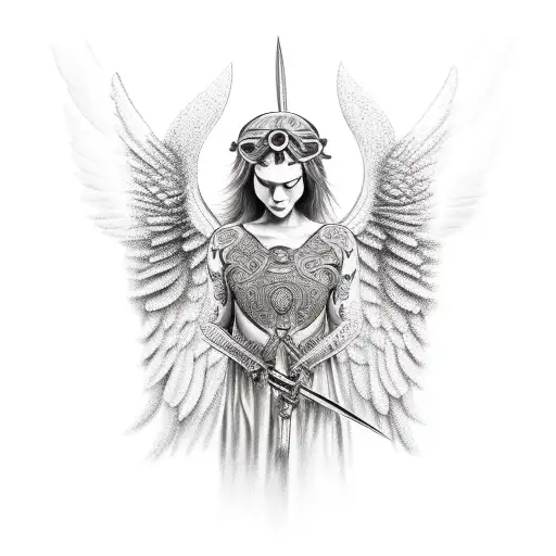 angel warrior tattoo design idea