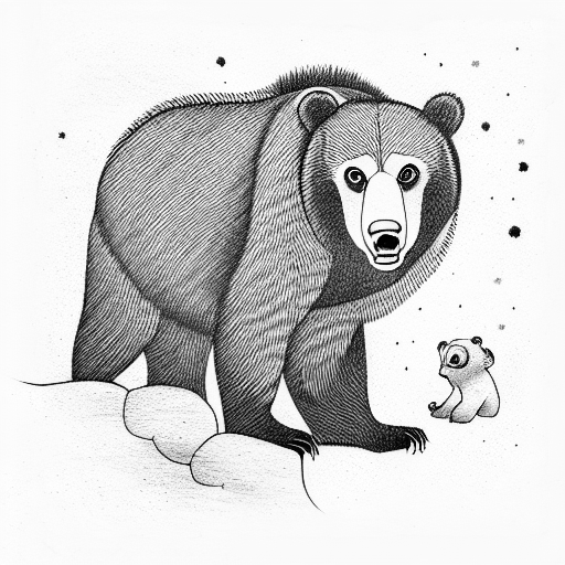 Bear with cub tattoo design idea