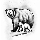 Bear with cub tattoo design idea