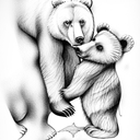 Bear with cub tattoo design idea