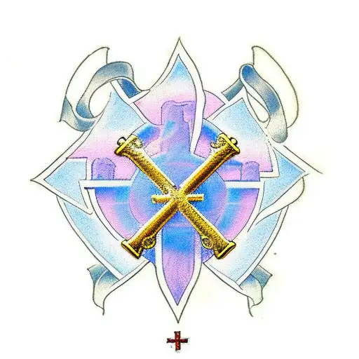Christian Cross with bible verse Philippians 4:13 tattoo design idea