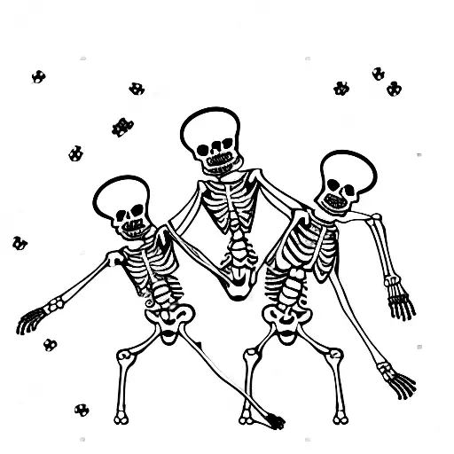 Skeletons dancing tattoo design idea