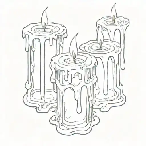 three melting wax candles that are different heights tattoo design idea