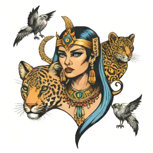 cleopatra fiercely looking tattoo design idea