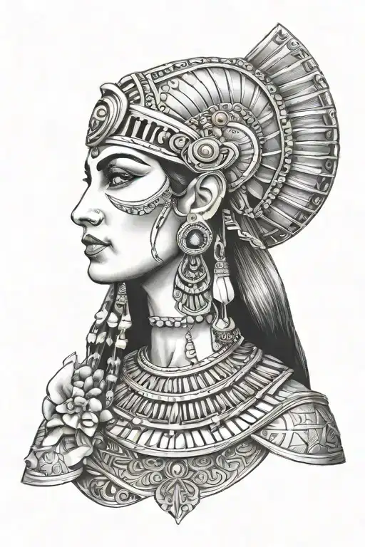 cleopatra fiercely looking tattoo design idea