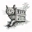 Lonely windows of nine-story buildings, cats are scratching their souls, they are missing something tattoo design idea