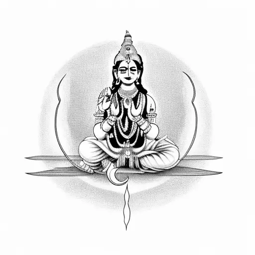 Krishna sitting on the crescent moon  tattoo design idea