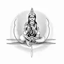 Krishna sitting on the crescent moon  tattoo design idea