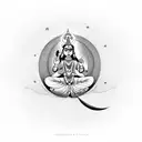 Krishna sitting on the crescent moon  tattoo design idea