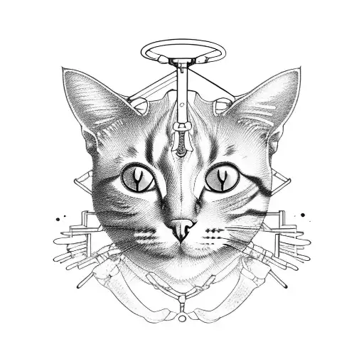 A composition of a cat, bicycle, and a joint forming a unique symbol tattoo design idea