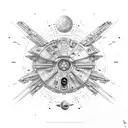 star wars, millenium falcon  and planets tattoo design idea