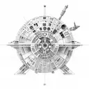 star wars, millenium falcon  and planets tattoo design idea