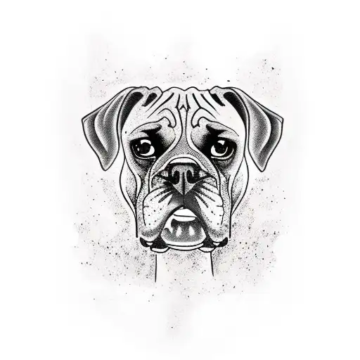 angry boxer dog bite tattoo design idea
