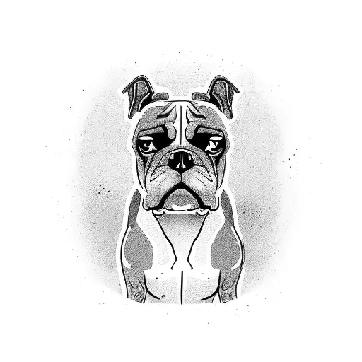 angry boxer dog bite tattoo design idea