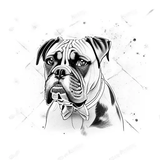 angry boxer dog  tattoo design idea