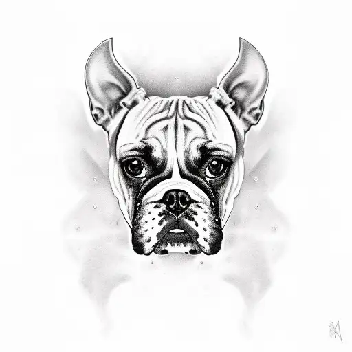 boxer dog bite tattoo design idea