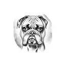 angry boxer dog bite tattoo design idea