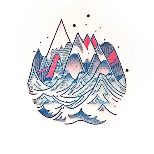 mountains and ocean  tattoo design idea