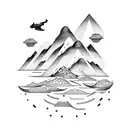 mountains and ocean  tattoo design idea