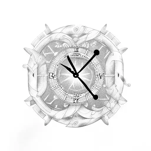 24 hour clock Nautical Theme tattoo design idea