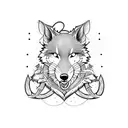create a vertical sleeve using old school line work of a rat and wolf intertwined around a anchor  tattoo design idea