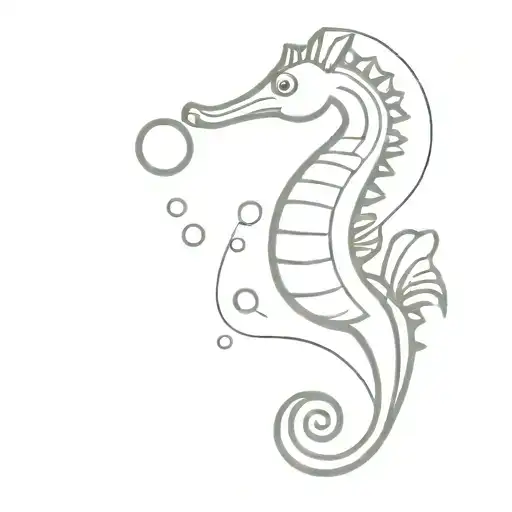 seahorse blowing bubbles and  tattoo design idea