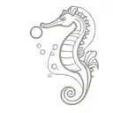 seahorse blowing bubbles and  tattoo design idea
