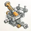 A tattoo featuring tools and sheet metal forming a unique design reminiscent of Leonardo da Vinci's inventions tattoo design idea