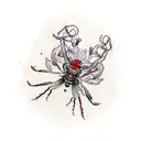 red spider lilies, bees, praying mantis tattoo design idea