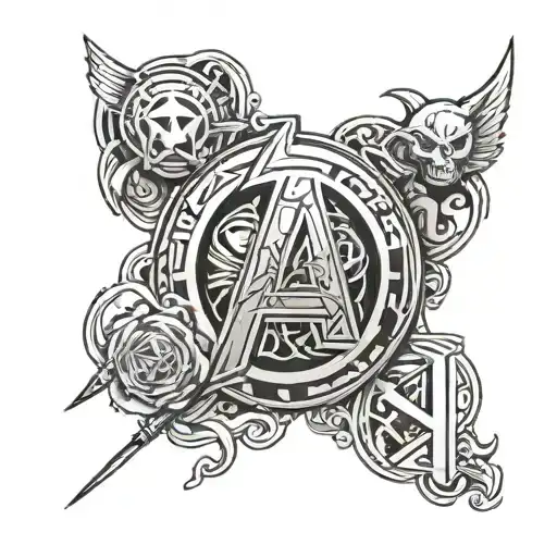 avengers logo with T tattoo design idea