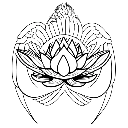 Lotus flower merging with an eagle's wings tattoo design idea