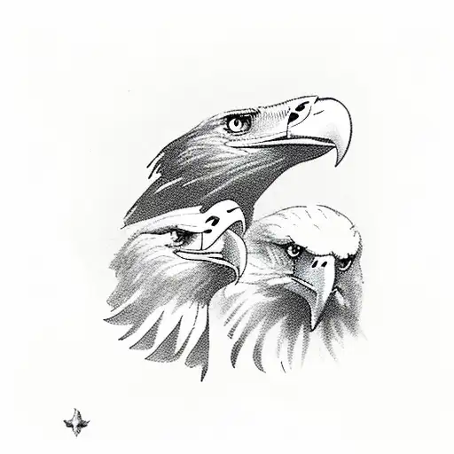 Illustration of a drawing of two eagles on a white background