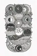 ocean and moon phases tattoo design idea