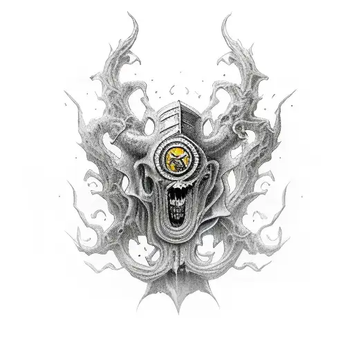 monstro guerreiro medieval tattoo design idea